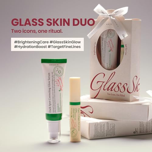 AXIS-Y Glass Skin Duo Korean Skin Care Set - Travel Essentials Holiday Gift with Dark Spot Correcting Glow Serum Targets Spot Treatment for Face & Vegan Collagen Eye Serum for Dark Circles Fine Lines
