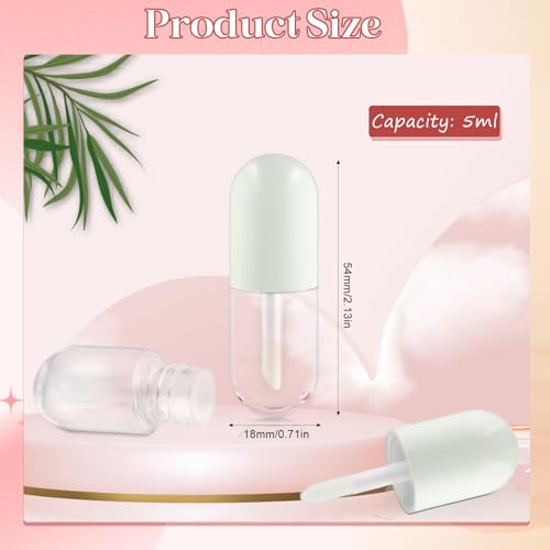 30 Pcs 5ml Lip Gloss Tubes Refillable Round Plastic Tube Vials Mini Lip Balm Bottle Container for Women Girls DIY Cosmetic Travel - Green