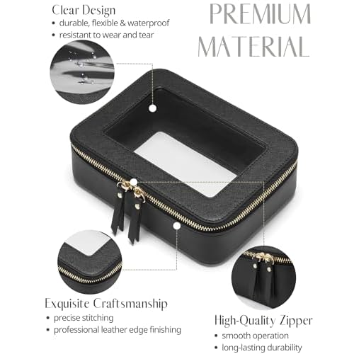 Popvibe Clear Makeup Bag Travel Cosmetic Case Transparent Toiletry Bag with Zipper, Portable Make Up Organizer Traveling Compact Car Bag for Essentials