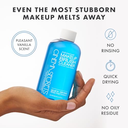 Cinema Secrets Original Blue Vanilla Makeup Brush Cleaner Kit - Professional Cleanser + Cleansing Tin for Makeup Brushes - Quick-Dry, Rinse-Free Formula - Removes Stubborn Waterproof Make Up