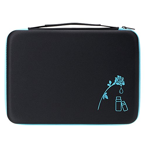 Hipiwe 70 Essential Oils Carrying Case Holds 5ml, 10ml, 15ml Bottles Hard Shell Exterior EVA Essential Oils Storage Organzier Bag with Foam Insert and Carrying Handle, Blue