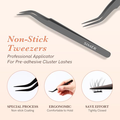Self Adhesive Eyelashes Natural Wispy Clusters Press on Lash No Glue Needed Eyelash 10-12mm C Curl With Lash Tweezers Easy Apply on Lashes for Beginners (Daisy Style)