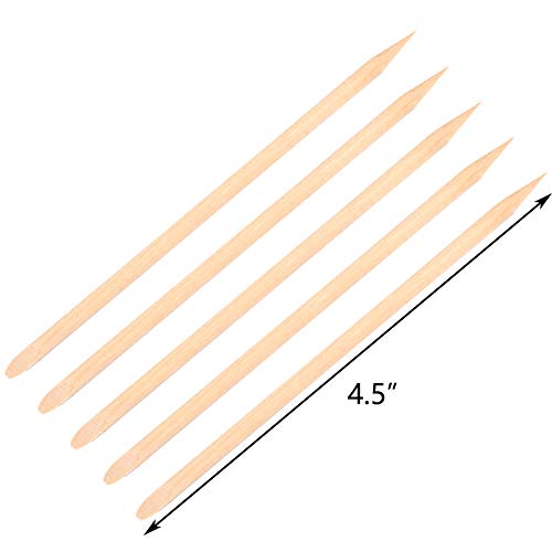 Hedume 600 Pcs Orange Wood Nail Sticks, Double Sided Multi Functional Cuticle Pusher Remover, Pointed End & Flat End Manicure Pedicure Tool (Pack of 2)