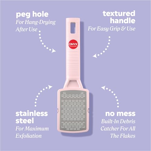 Onyx Professional Foot Rasp, No Mess Callus Remover for Feet, Includes Debris Catcher - Stainless Steel Foot Scrubber Dead Skin Remover, Lightweight Callus Shaver for Feet, Foot File, Pedicure