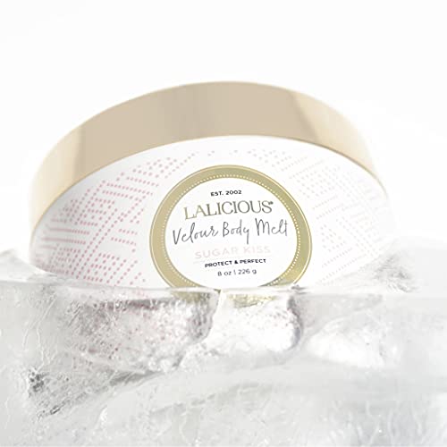 LaLicious Sugar Kiss Velour Body Melt - Multitasking Balm-to-Oil Skin Moisturizer with Macadamia Oil & Coconut Oil - Shave Gel, Hair/Scalp/Hand/Foot Mask - Help Prevent Stretch Marks (8oz)