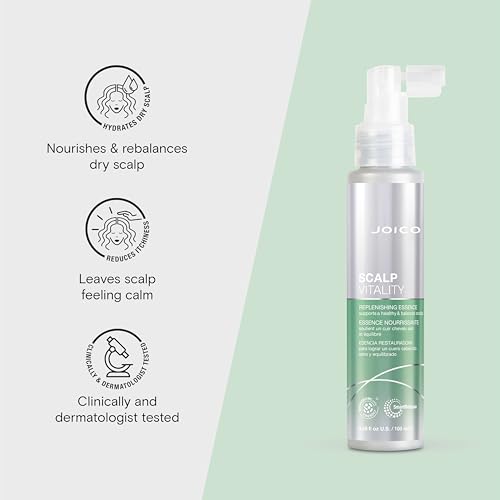 Joico Scalp Vitality Replenishing Essence | Supports A Healthy & Balanced Scalp | For Dry, Tight and Itchy Scalp | Hydrate & Nourish | Leaves Scalp Replenished & Calm | Cooling Sensation | 3.38 Fl Oz