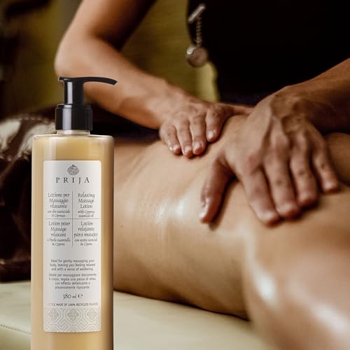 Prija Relaxing Massage Lotion with Aloe Vera and Cypress Oil, Refreshing and Moisturizing Body Cream Leaves You Feeling Relaxed with a Sense of Wellbeing 3 x 12.85 Fl. Oz