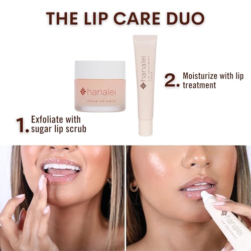 Hanalei Lip Care Products Set Duo ? Sugar Lip Scrub & Kukui Oil Lip Treatment for Dry, Cracked, Chapped Lips ? Exfoliate, Hydrate & Moisturize for Soft, Smooth Lips ? Natural and Cruelty-free