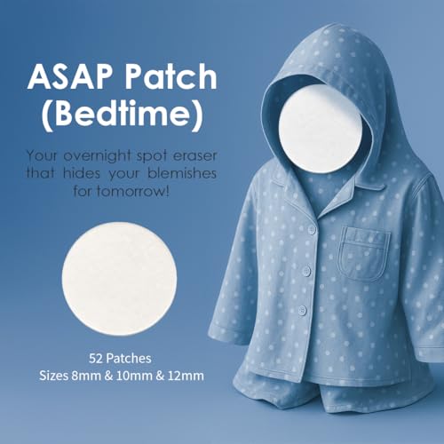 glowiest ASAP Active Spot Alleviating Patch [Bedtime] 52 Patches 8mm (16ea), 10mm (20ea) & 12mm (16ea) | Premium Hydrocolloid Dressing | Simple & Easy Active Treatment