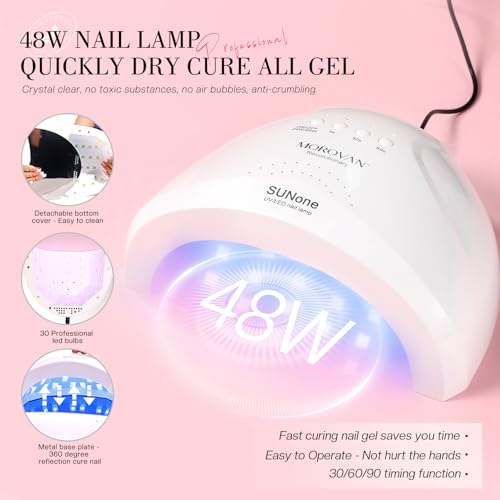 Morovan Professional Acrylic Nail Kit: Beginners Nail Kit Set for Starter Acrylic Nail Set with Drill Powder U V Nail Light Gift Home Salon Christmas Gift