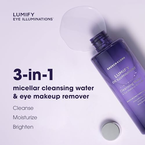 LUMIFY Eye Illuminations Cleansing Water&Eye Makeup Remover,3-in-1 Micellar Water Contains Hyaluronic Acid,Vitamin C&Niacinamide,Hypoallergenic,Removes Waterproof Makeup,5.4 Oz (160 mL),(Pack of 2)