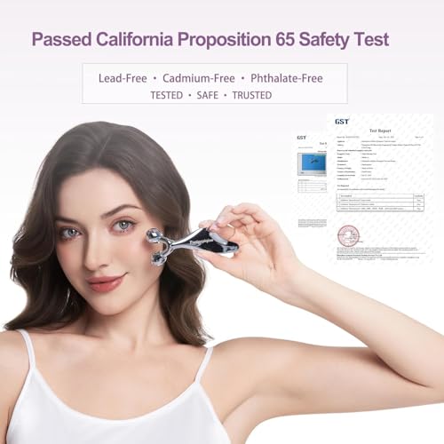 Face Roller Lymphatic Drainage,Face Rollers,Facial Roller,Face Sculpting Tool,Facial Massager? Cooling Metal Face Depuffer, Anti-Puffiness, Prop 65 Tested