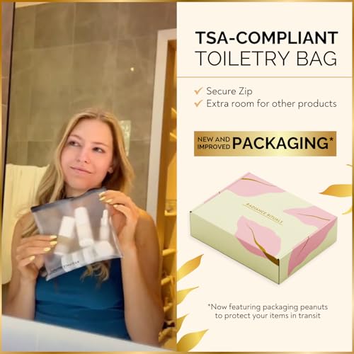 11 Piece Travel Skincare Containers Set - TSA Approved Toiletry Bag & Travel Size Toiletries Bottles - Airless Pump, Dropper Bottles & Travel Size Containers for Serums, Moisturizers, & Oils