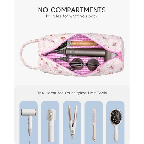 2Pcs Soft Hair Tools Travel Bag Quilted Carrying Case for Shark Hair Air Wrap Dryer Case Cosmetics Toiletry Organizer, Gift for Women (Leopard)