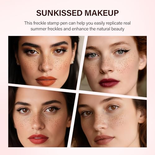VOLLUCK 2 In 1 Dual Ended Freckle Stamp Pen & Eye Liners, Natural Faux Freckles Kit Liquid Eyeliner for Women, Long Lasting Face Freckles Pen Waterproof Makeup (Espresso)