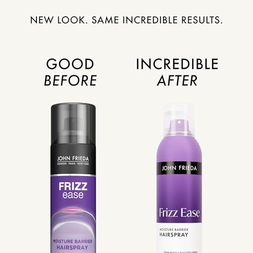 John Frieda Frizz Ease Moisture Barrier Hairspray, Firm Hold Hairspray, Seals Out Moisture, Blocks Frizz, Protects Against Heat, and Keeps Hair Straight with Long-Lasting Hold, 12 Oz