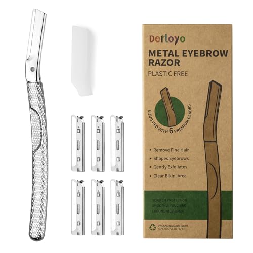 Dermaplaning Tool for Face, Eyebrow Razor, Eyebrow Shaping, Eyebrow Hair Trimmer and Shaver with Protective Cover, Facial Hair Remover for Women, Hair Removal and Exfoliation (Silver)
