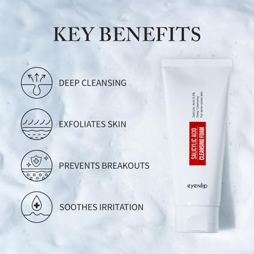 Salicylic Acid Cleansing Foam 5.07 fl oz - Gentle Exfoliating Face Wash with Tea Tree and Charcoal for Clear, Refreshed Skin, Korean Skincare
