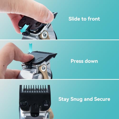 Clipper Guards Set Compatible with Most Wahl Clippers, Clipper Guides Replacement - 1/16" to 1/2", 6 Piece Set, Black Color