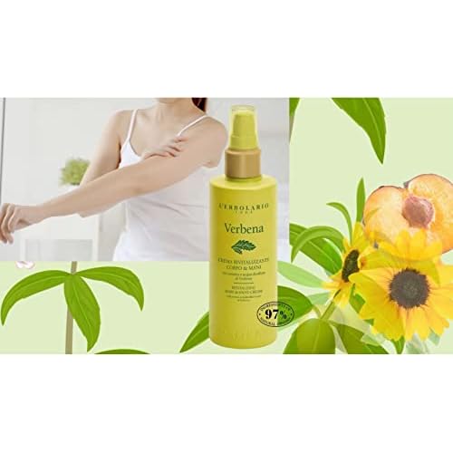 L'Erbolario Revitalizing Body and Hand Cream - Moisturizing Hand Lotion for Women and Men with Sunflower Oil - Citrus Floral Scent - Verbena - 6.7 oz