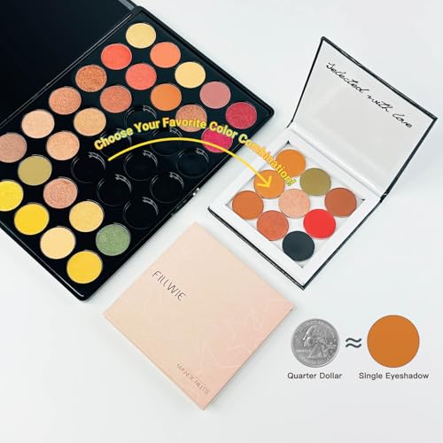Pink Magnetic Refillable Makeup Palette with Mirror ? Lightweight, Durable, Travel-Ready Case for Eyeshadow, Blush, Lipstick ? Includes Spatula & 20 Stickers ? Small, Waterproof Paperboard