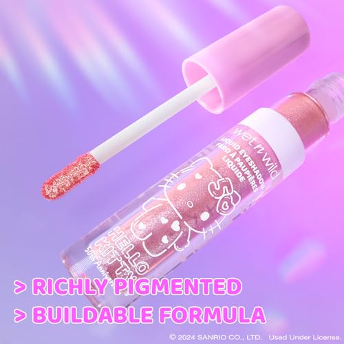 wet n wild Hello Kitty Liquid Eyeshadow, Smooth, Blendable, Shimmery Matte Bubblegum Pink Shade, Cruelty-Free & Vegan - Cheers!