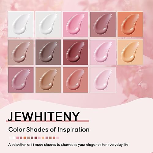JEWHITENY 14 Colors Poly Extension Gel Nail Kit With U V Lamp Nude Pink White Brown All In One Poly Gel Starter Kit With Base Top Coat Manicure Salon Frence Nail Art DIY