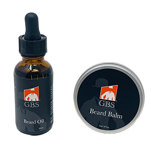 G.B.S Beard Styling Kit, Scissors, Boar Bristle Beard Brush, Citrus Scented Beard Oil and Beard Balm, Shavette Folding Razor
