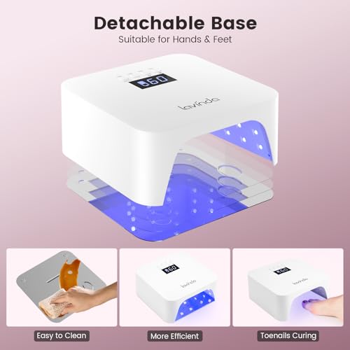 Lavinda UV Light for Gel Nails, Professional UV LED Nail Lamp 2X Faster Curing Nail Dryer Nail Light Compatible with All Gel Types for Home Salon (NovaGlow White)