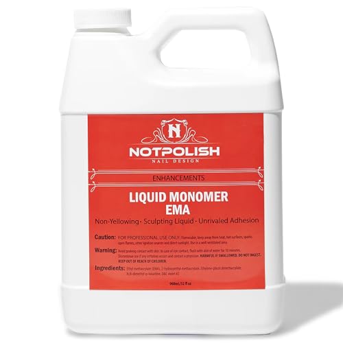 Notpolish Liquid Monomer for Acrylic Nails ? Professional Monomer Acrylic Nail Liquid, Low Odor, No MMA ? No Discoloration, EMA-Based Formula ? Manicure and Pedicure Supplies, Made in USA, 32 oz