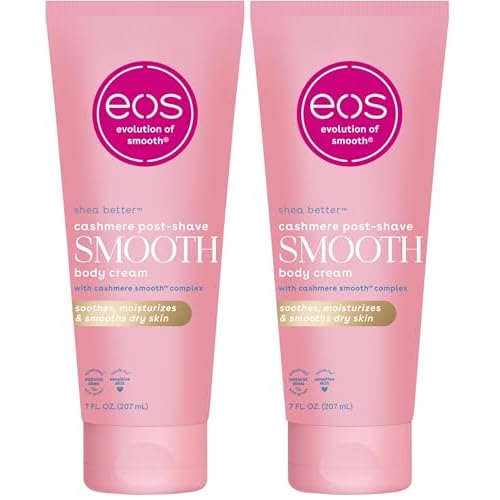 eos Cashmere Skin Collection Post-Shave Smooth Body Cream- Vanilla Cashmere,72-Hour Hydration,Nourishing,Body Care,Shea Butter,7 fl oz,(Pack of 2)