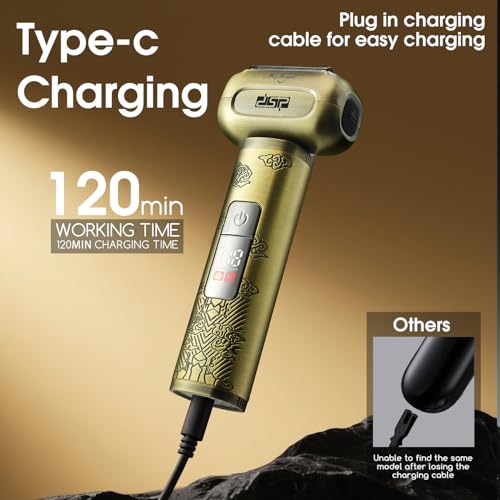 DSP Electric Shavers for Men, IPX6 Waterproof, Type-C, Rechargeable Shaver, 4-Blade Cutting System, Electric Foil Shaver, Travel Lock (Bronze)