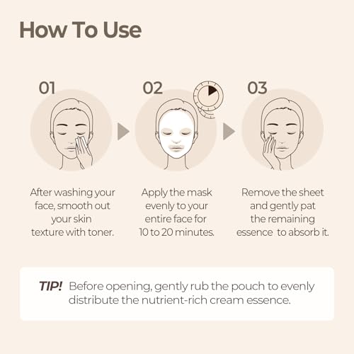 SKINFOOD Rice Daily Sheet Mask, Hydrating and Nourishing Face Mask with Rich Rice Essence, Vegan Korean Skincare for Smooth, Clear, Radiant Skin (10 EA)