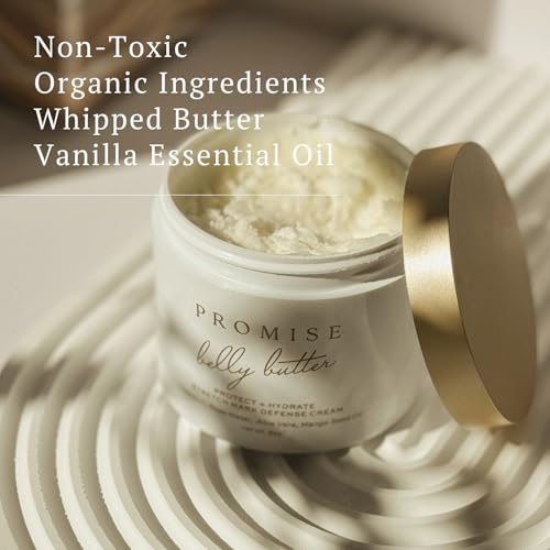 Promise Stretch Mark Prevention Belly Butter, Stretch Mark Cream for Pregnancy, Deeply Hydrating, Vegan, With Vitamin C, Shea Butter, 6 oz, Made in the USA, Ultra-Clean Skincare