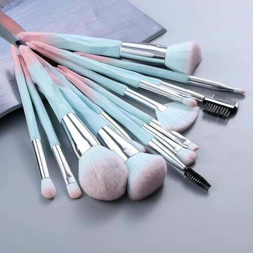 Makeup Brushes - 15pcs makeup brush set (Aquamarine)