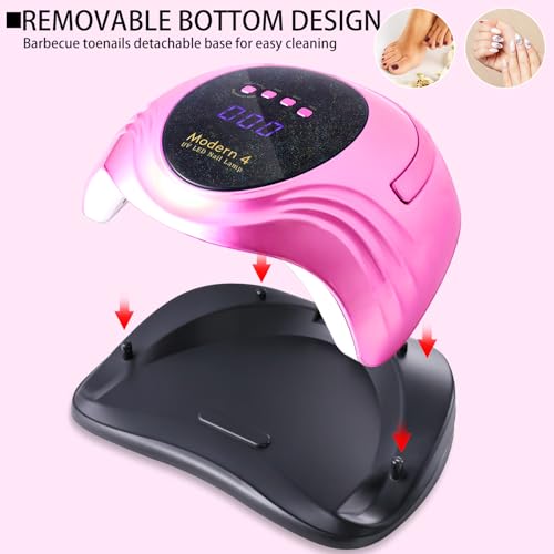 Limegirl UV Nail Lamp - Pearlescent Version, Professional Nail Dryer with 4 Timer, Powerful Dual UV & LED Lamp Beads and Auto Sensor, Fast Curing Gel Lamp, Salon Home Manicure Kit (Pearl Pink)