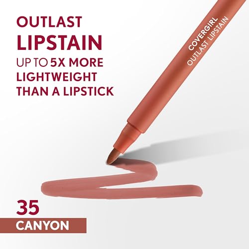 COVERGIRL Outlast Lipstain Bundle - 65 Natural Blush & 35 Canyon Shades, Vegan Formula