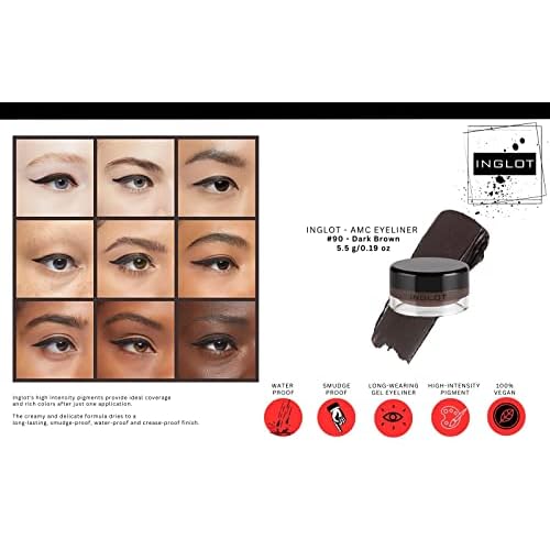 Inglot Eyeliner Bundle - AMC Eyeliner Gel 90, AMC Eyeliner Gel 77 and Brush 30T (3-piece)