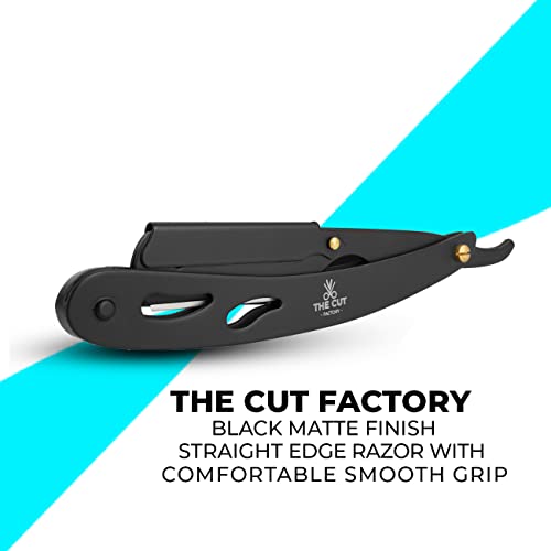 The Cut Factory¢ç Straight Razor for Men Professional Barber Straight Edge Razor for Comfortable Smooth Shave. Gift Box Leather Pouch 20 Single Edge Blades. Our Blades Never Fall