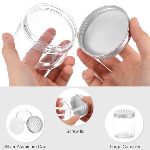 HARFINGTON 8 Pcs Empty Scent Beads Storage Container 8.5oz/250ml Air Freshener Tins Round Refillable Spice Containers Plastic Jars Sample for Travel Storage