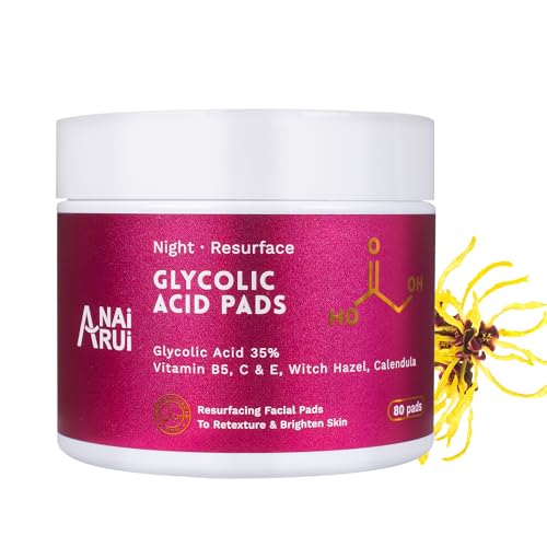 ANAI RUI Glycolic Acid Pads 35% Exfoliating Pad for Face, with Witch Hazel, Calendula, Resurfacing pads, Acid Peel for Face 80 Pads