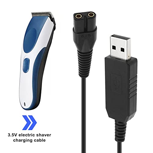 The Lord of the Tools 2PCS USB Shaver Charger Cable Compatible with Wahl Colour Pro 9649 Cordless Clippers Replacement 3.5V USB Power Cord Black 1.8m