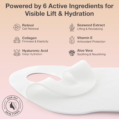 V Line Lifting Neck & Chin Mask ? Jawline Shaper & Double Chin Reducer ? Face Lift & Skin Tightening ? Retinol, Collagen, Hyaluronic Acid & Aloe Vera ? Anti-Aging Neck Firming Mask ? 5 Pack