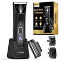Body Hair Trimmer for Men, Manscape Ball Trimmer, 2-in-1 Body Pubic Hair Groomer and Groin Hair Shaver -Dual-Head Electric Razor for Men