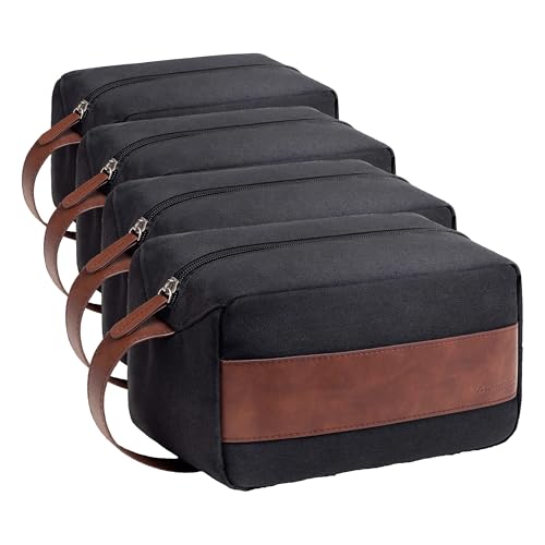 Vorspack Toiletry Bag for Men - Water Resistant Travel Bag for Toiletries, Accessories, Travel Essentials, Gifts - Black (Pack of 4)