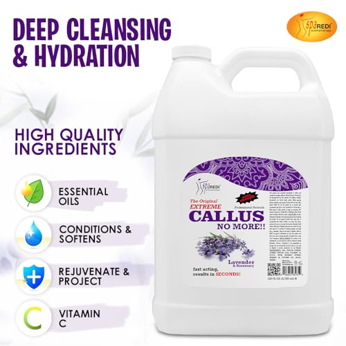 SPA REDI Callus Remover - Removes Toughest Calluses in Seconds and Smooths Dry Cracked Heels, Softens and Smooths Feet, Lavender & Rosemary - 128 Oz