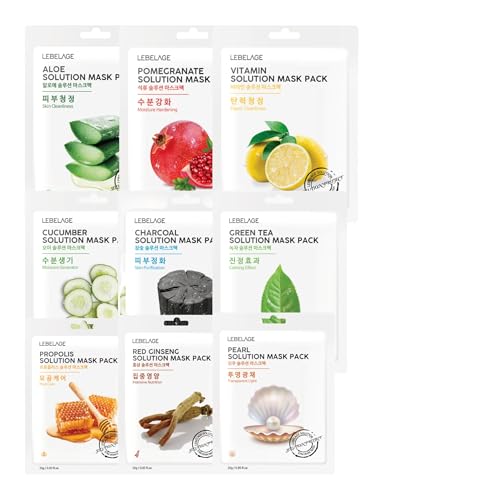 LEBELAGE Korean Face Mask Set ? 18 Pack Sheet Masks for Women, Collagen & Hydrating Facial Mask Collection, Skin Care Gift Set for Glowing Skin