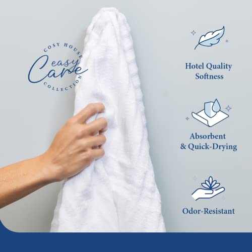 Cosy House Collection Luxury Rayon Derived from Bamboo Blend 2-Pack Towel Set - Ultra Soft, Absorbent and Quick Drying - Plush Cotton Hotel Spa Quality - 14" x 14" (Washcloth, White)