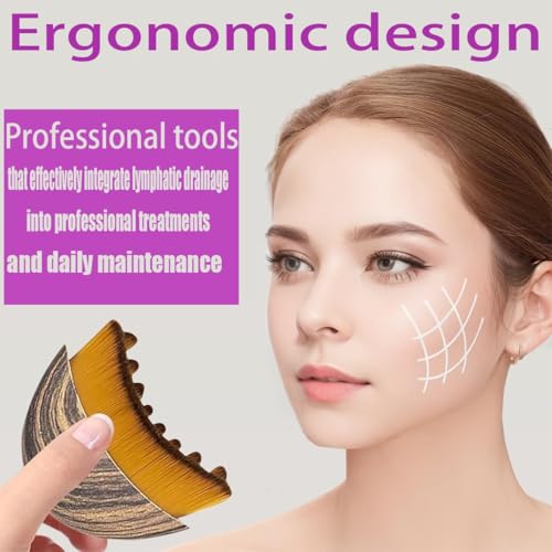 ANGEO Lymphatic Contour Face Brush (2 piece) Soft Bristle Lymphatic Drainage Massager, Facial Sculpting Tool for Chin & Jawline, Gentle Lymphatic Face Brush for Daily Skincare & Spa Treatments