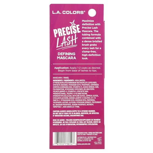 L.A. COLORS Precise Lash Mascara, Black CBMS814
